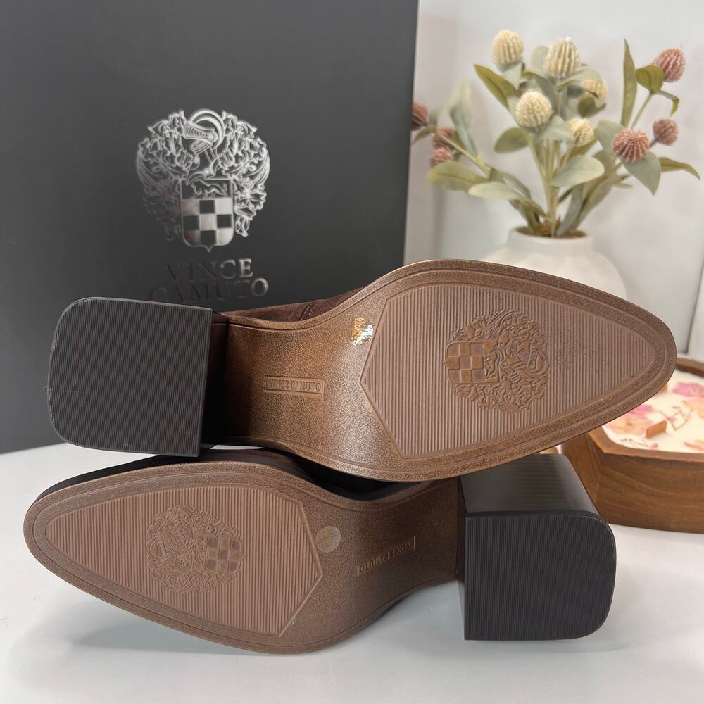 Vince Camuto Kortimy Suede Chunky Block Heeled Boot Brown Women's 6.5M/37 NWB - Picture 8 of 10